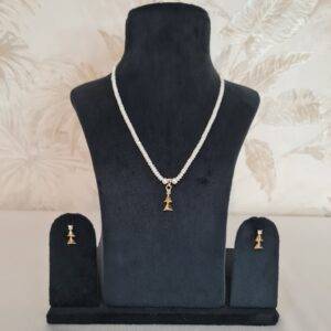 Chic 17Inch Necklace With 3mm Off-White Pearls & A Sleek CZ Pendant