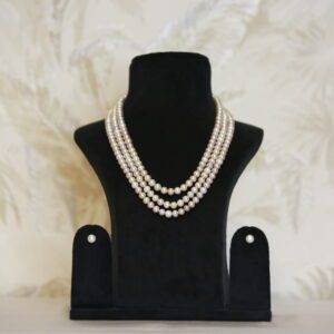 Mesmerizing Three Layer Multicolor 6.5mm Round Pearl Necklace Set