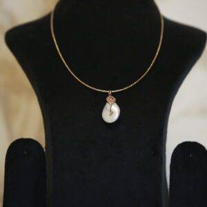 Gorgeous White Baroque Pearl Pendant With Decorative 925 Silver Anchor-1