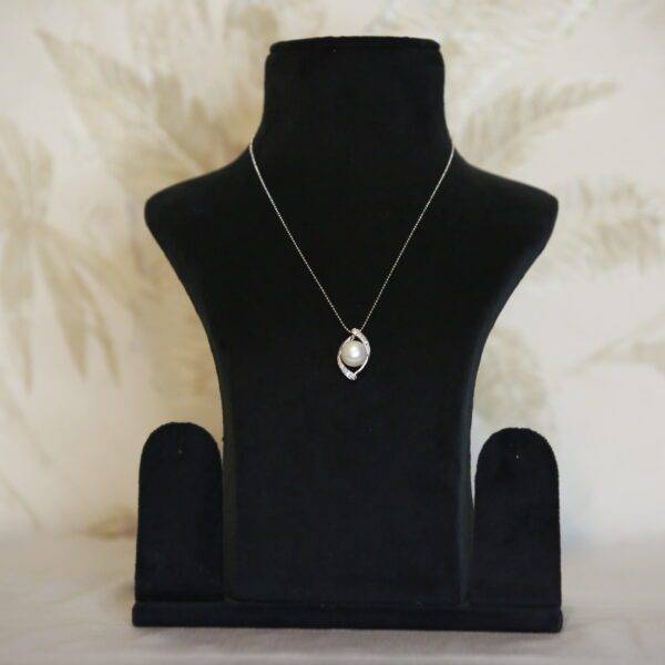 Eternal CZ Pendant Studded With 11mm White Button Pearl-1