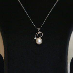 Artsy Pendant Accentuated With 11mm Button Light Pink Pearl & CZ