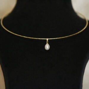 Lustrous Gold Finish Pendant Accentuated With 7mm Oval White Pearl