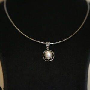 Graceful 925 Silver Pendant With 9.5mm Pink Button Pearl