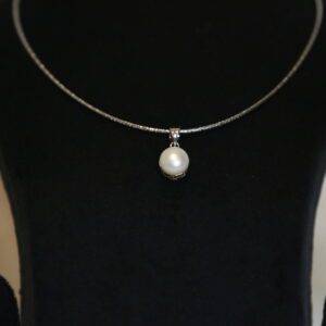 Simple 925 Silver Pendant With 10.5mm White Button Pearl