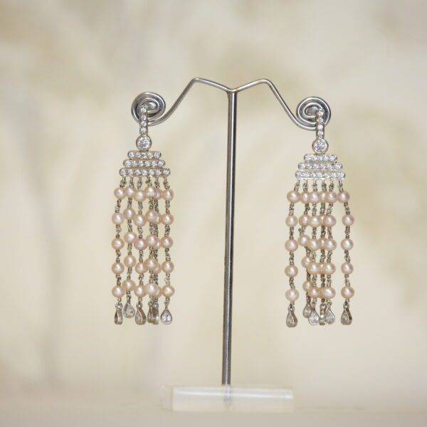 Graceful 925 Silver Hook Earrings Featuring 4mm Round Pink Pearls & CZs