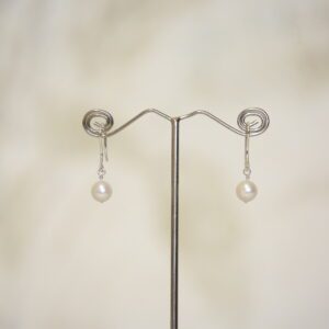 Classic 925 Silver Hook Earrings Featuring 8mm White Round Pearls
