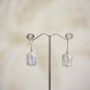 Lovely 925 Silver Hook Earrings Featuring White Baroque Pearls