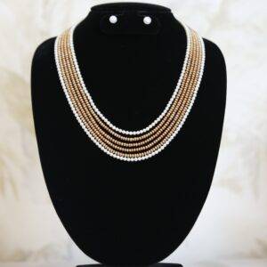 Luxurious Multi-line 18Inch Pearl Necklace With White & Copper Pearls