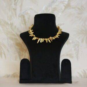 Elegant Mustard Yellow Biwa Pearl 15 Inch Long Necklace