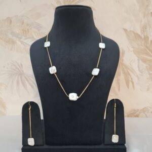 Delicate White Flat Baroque Pearl 21Inches Long Necklace