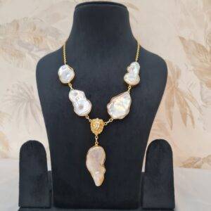 Breathtakingly Bold White Baroque Pearl 20 Inches Long Necklace--1