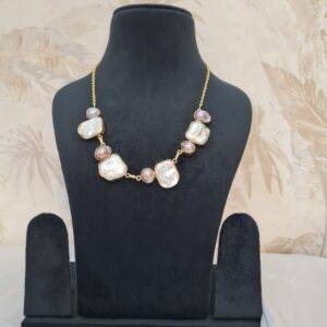 Lovely White & Lavender Baroque Pearl 18 Inches Long Necklace-1
