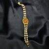 Elegant 2Line 5mm White Oval Pearls Watch With Sonata Dial-1